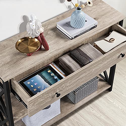 Yaheetech Gray Console Table with Drawer and Shelves