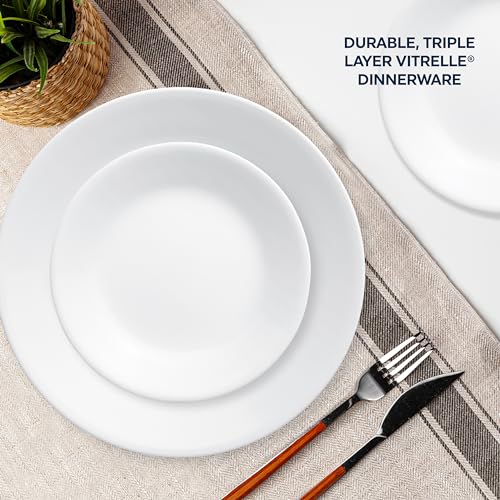 18-Piece Lightweight Corelle Dinnerware Set, Winter Frost White