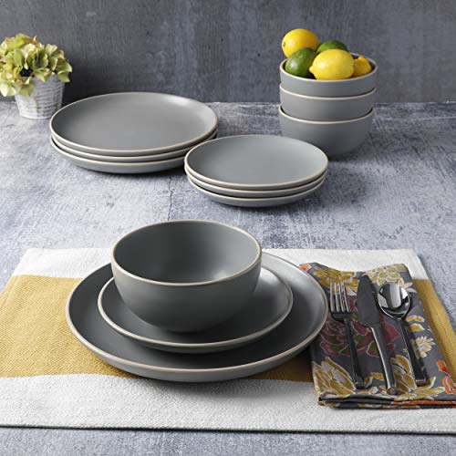 Gibson Home Rockaway 12-Piece Dinnerware Set in Grey