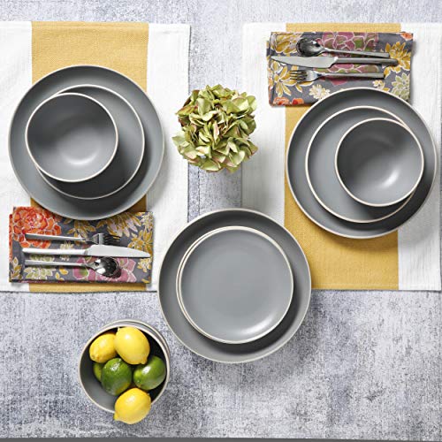 Gibson Home Rockaway 12-Piece Dinnerware Set in Grey
