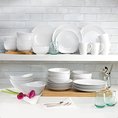 Classic White Porcelain Dinnerware and Serveware Set for 4