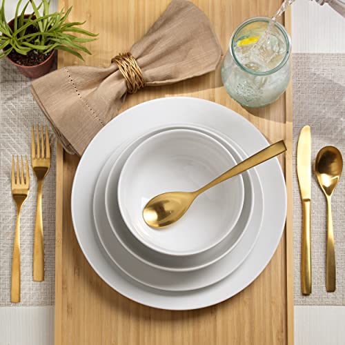 Classic White Porcelain Dinnerware and Serveware Set for 4