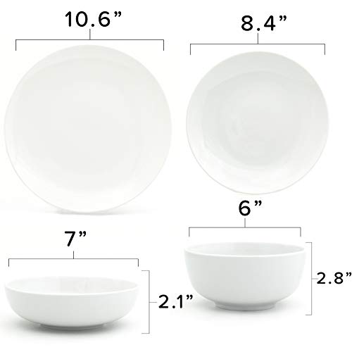 Classic White Porcelain Dinnerware and Serveware Set for 4