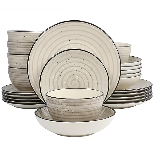 Elama Gia Stoneware Dinnerware Set - Cream Color