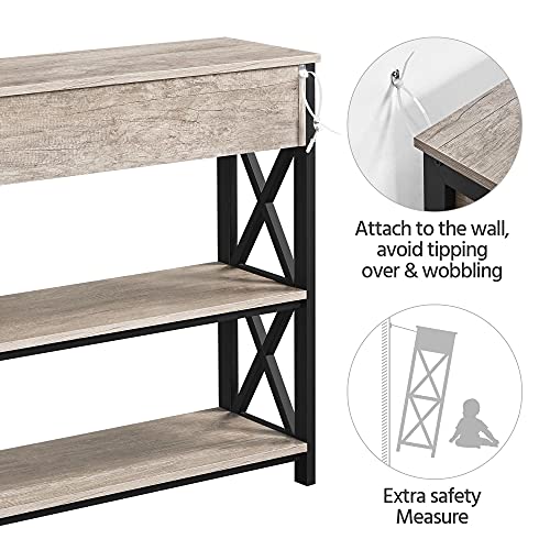 Yaheetech Gray Console Table with Drawer and Shelves