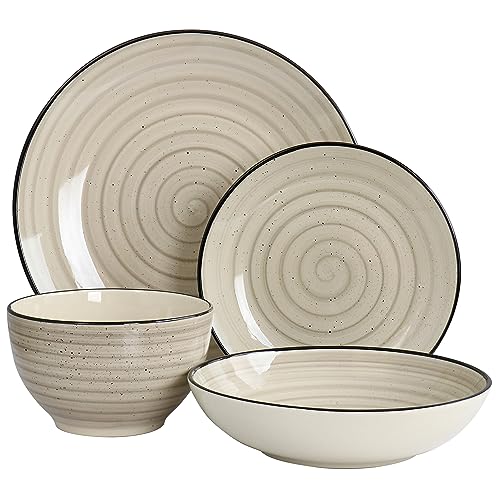 Elama Gia Stoneware Dinnerware Set - Cream Color