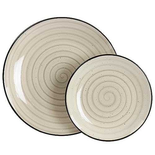 Elama Gia Stoneware Dinnerware Set - Cream Color