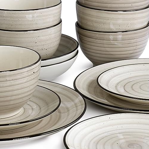 Elama Gia Stoneware Dinnerware Set - Cream Color