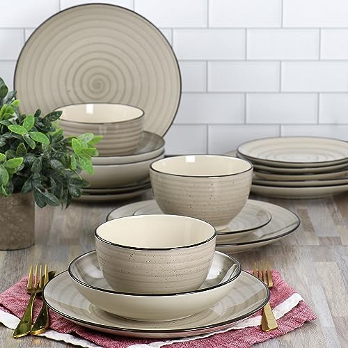 Elama Gia Stoneware Dinnerware Set - Cream Color