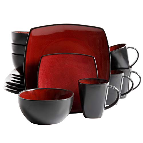 Gibson Soho Lounge Red Dinnerware Set for 4