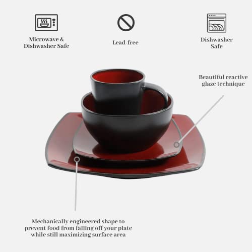 Gibson Soho Lounge Red Dinnerware Set for 4