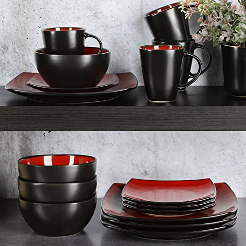 Gibson Soho Lounge Red Dinnerware Set for 4