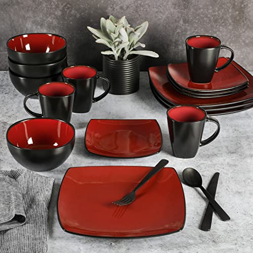 Gibson Soho Lounge Red Dinnerware Set for 4