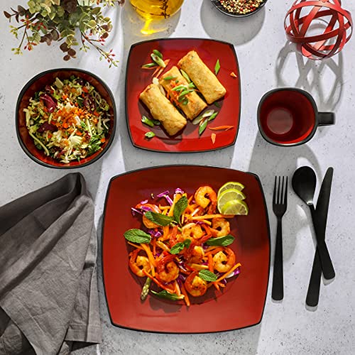 Gibson Soho Lounge Red Dinnerware Set for 4