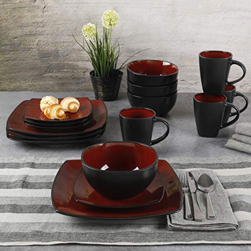 Gibson Soho Lounge Red Dinnerware Set for 4