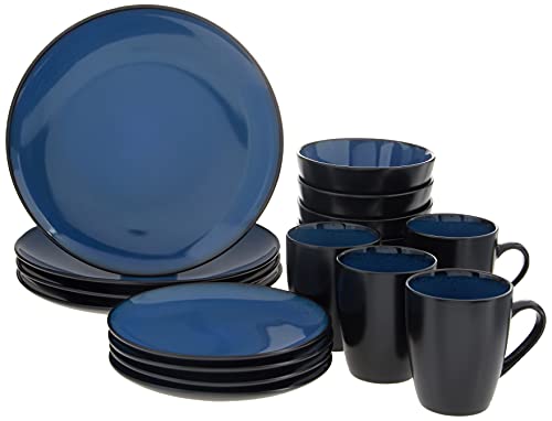 Blue Stoneware Dinnerware Set for 4, 16pc, Gibson
