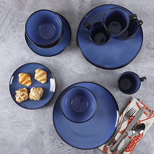 Blue Stoneware Dinnerware Set for 4, 16pc, Gibson