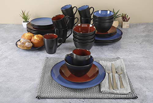 Blue Stoneware Dinnerware Set for 4, 16pc, Gibson