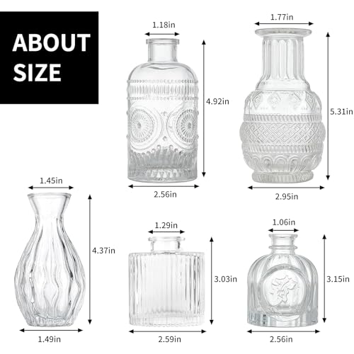 Vintage Glass Bud Vases for Wedding Home Decor