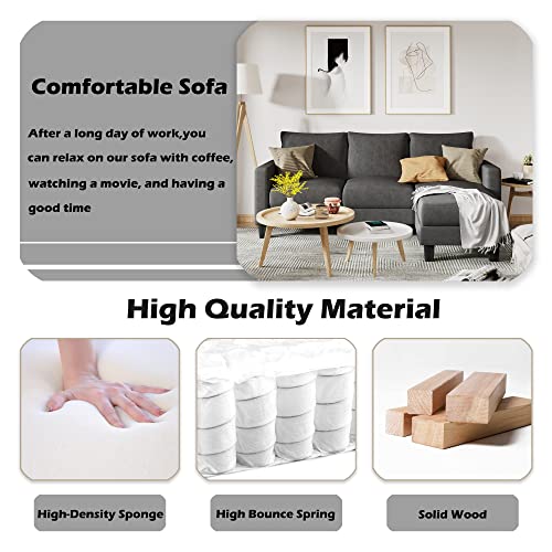 L-Shaped Convertible Sectional Sofa with Mobile Footrest, Dark Gray