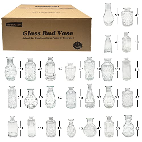 Set of 25 Vintage Glass Bud Vases for Home