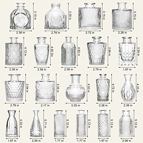 Vintage Glass Bud Vases Set for Wedding Decor
