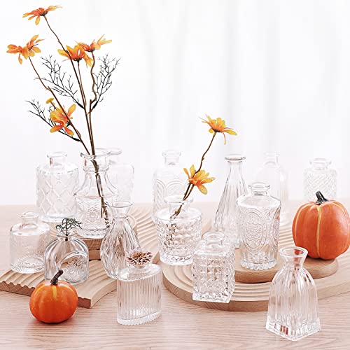 Vintage Glass Bud Vases Set for Wedding Decor