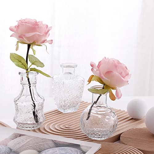 Vintage Glass Bud Vases Set for Wedding Decor