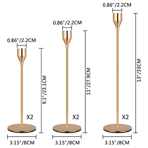 French Gold Taper Candlestick Holders Set for Table Centerpiece