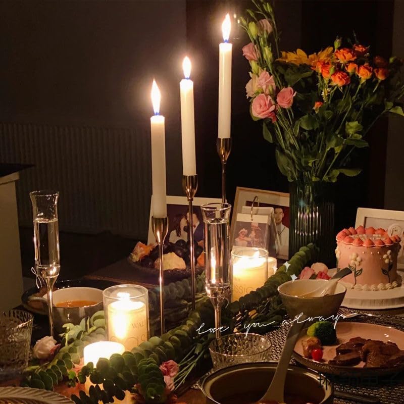 French Gold Taper Candlestick Holders Set for Table Centerpiece