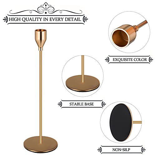 French Gold Taper Candlestick Holders Set for Table Centerpiece