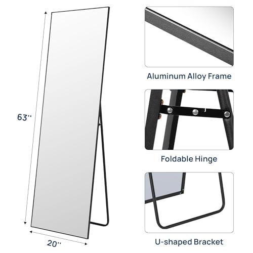 Large Full Length Mirror with Stand and Wall Mount