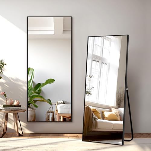 NicBex Black Aluminum Floor Mirror, 56"x19" for Home