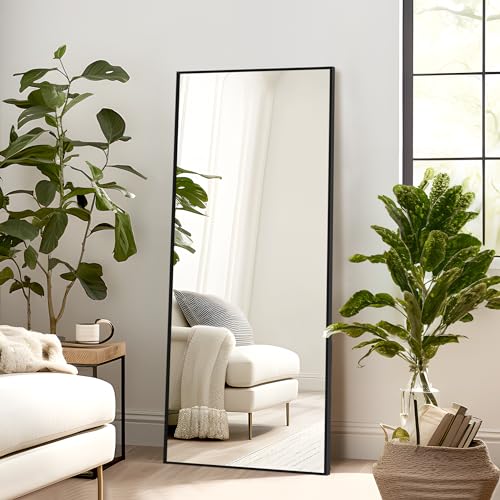 NicBex Black Aluminum Floor Mirror, 56"x19" for Home