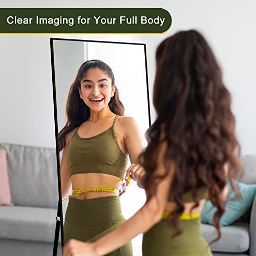 NicBex Black Aluminum Floor Mirror, 56"x19" for Home