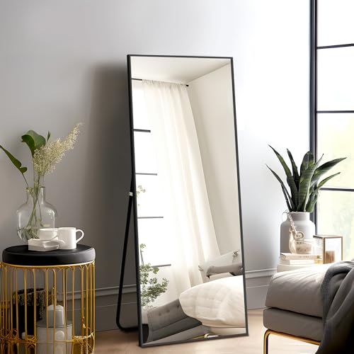 NicBex Black Aluminum Floor Mirror, 56"x19" for Home