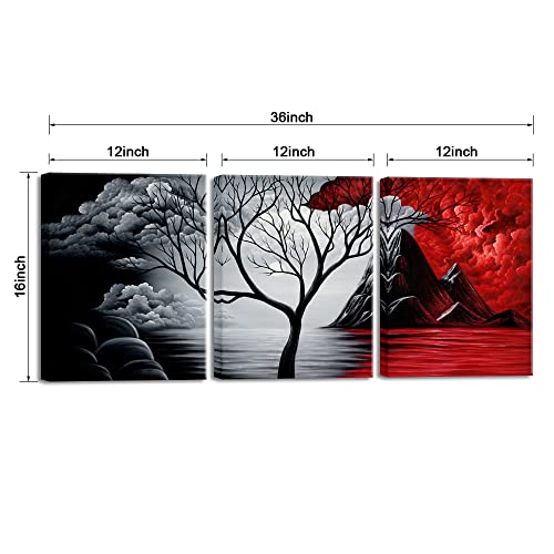 Abstract Seascape Paintings: Cloud Tree 3-Panel Canvas Art