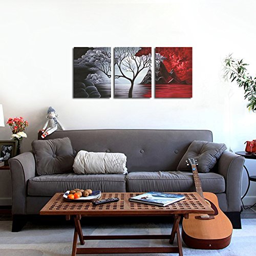 Abstract Seascape Paintings: Cloud Tree 3-Panel Canvas Art