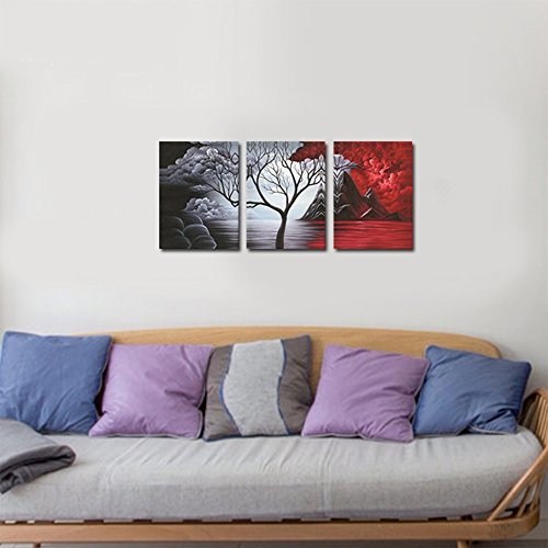 Abstract Seascape Paintings: Cloud Tree 3-Panel Canvas Art