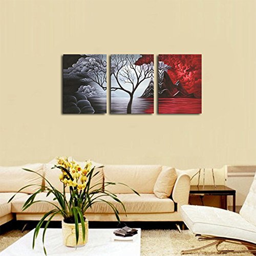 Abstract Seascape Paintings: Cloud Tree 3-Panel Canvas Art
