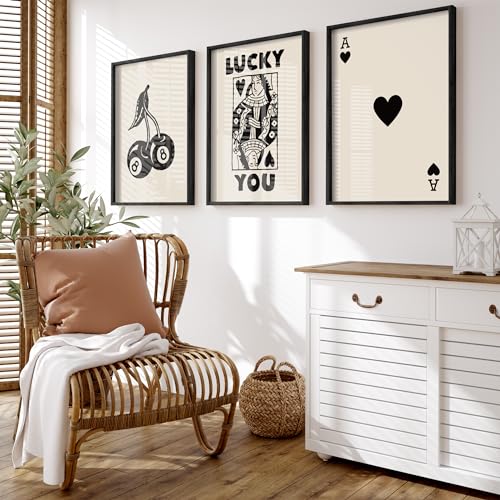 Set of 3 Luck Themed Framed Poker Wall Art