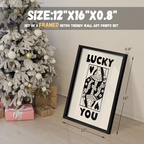 Set of 3 Luck Themed Framed Poker Wall Art