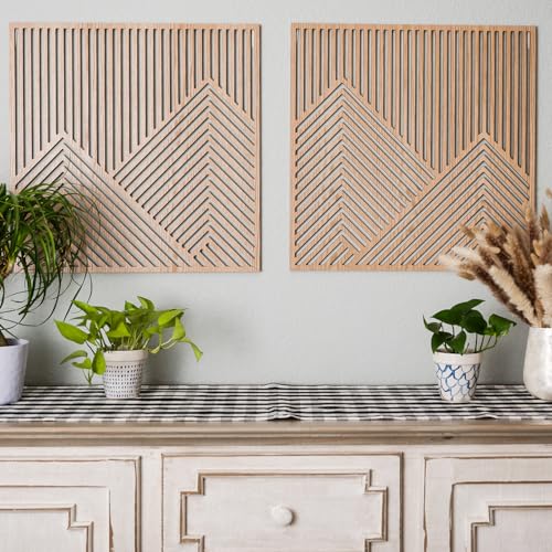 Modern Wood Mountain Wall Art - Forest Nature Decor