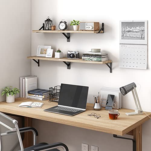 Rustic Wood Floating Shelves for Home Decor, 4 Sets