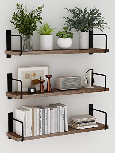Rustic Wood Wall Shelves Set of 3