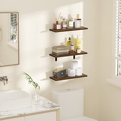 Set of 5 Dark Brown Floating Wall Shelves