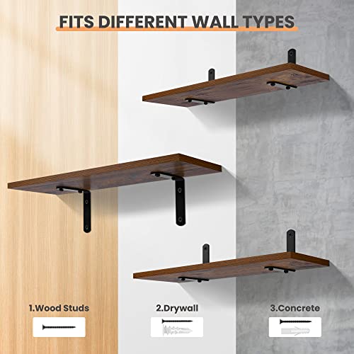 Set of 5 Dark Brown Floating Wall Shelves