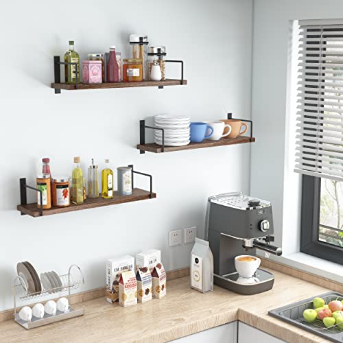 Rustic Wood Wall Shelves Set of 3