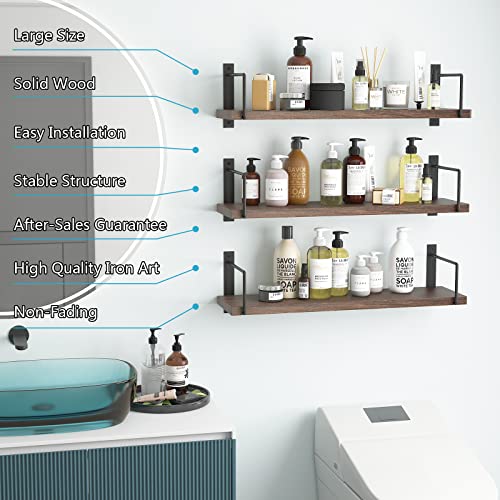 Rustic Wood Wall Shelves Set of 3