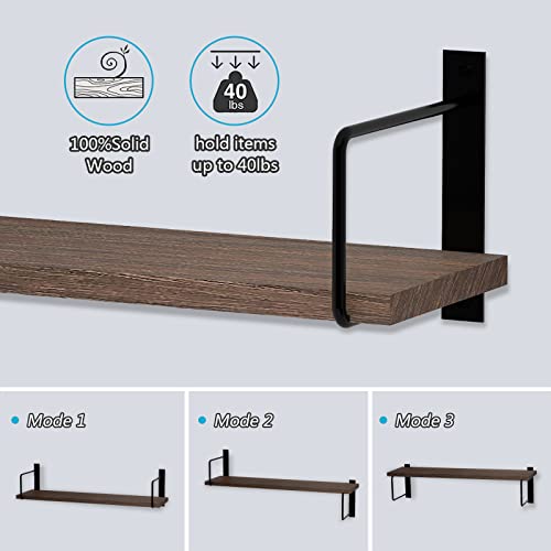 Rustic Wood Wall Shelves Set of 3